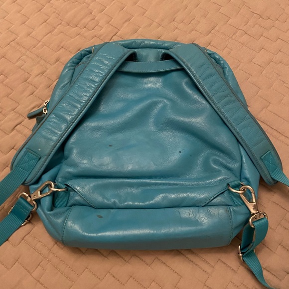 RARE Levenger Leather Turquoise Backpack!! - Picture 2 of 10